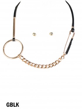 Multi-Function Circle & Brooch Clip Necklace & Earring Set